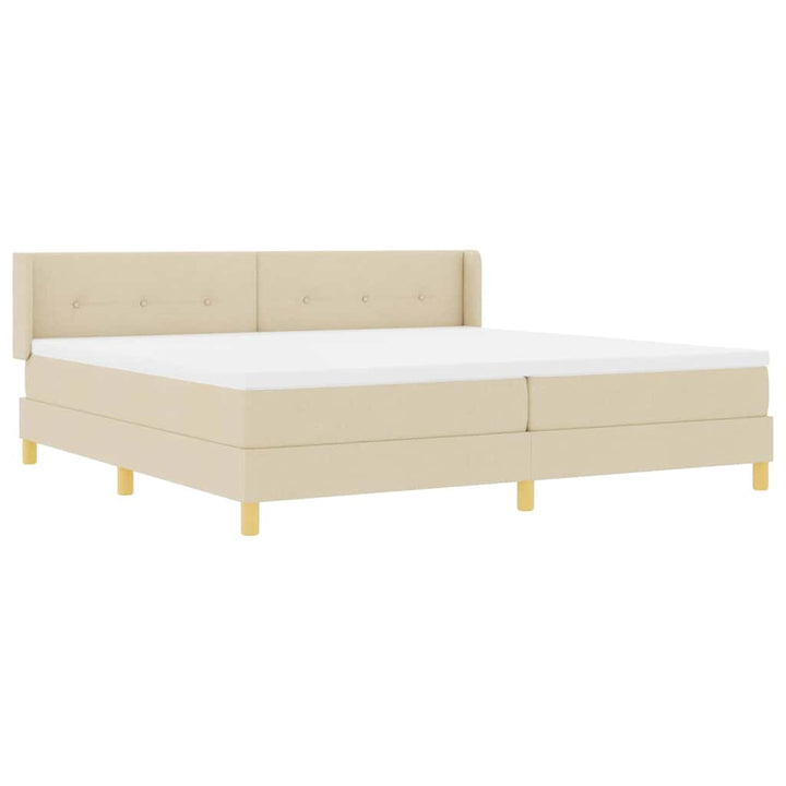 Box spring seng med hovedgærde Creme 200 x 200 cm Stof