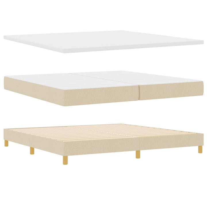 Box spring seng med hovedgærde Creme 200 x 200 cm Stof
