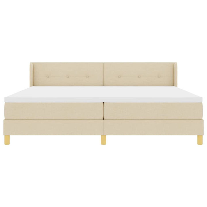 Box spring seng med hovedgærde Creme 200 x 200 cm Stof
