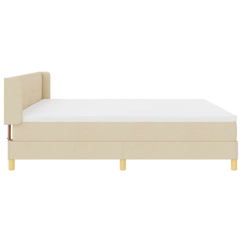 Box spring seng med hovedgærde Creme 200 x 200 cm Stof