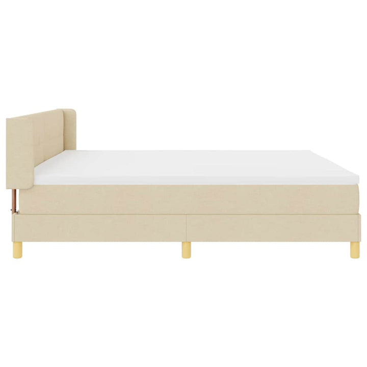 Box spring seng med hovedgærde Creme 200 x 200 cm Stof
