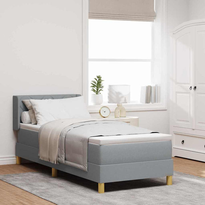 Boks-madrasseng med madras Lysegrå 80 x 200 cm Stof