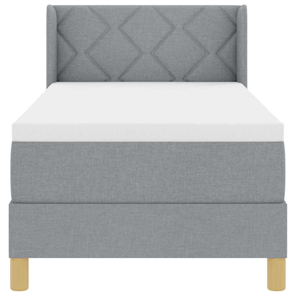 Boks-madrasseng med madras Lysegrå 80 x 200 cm Stof