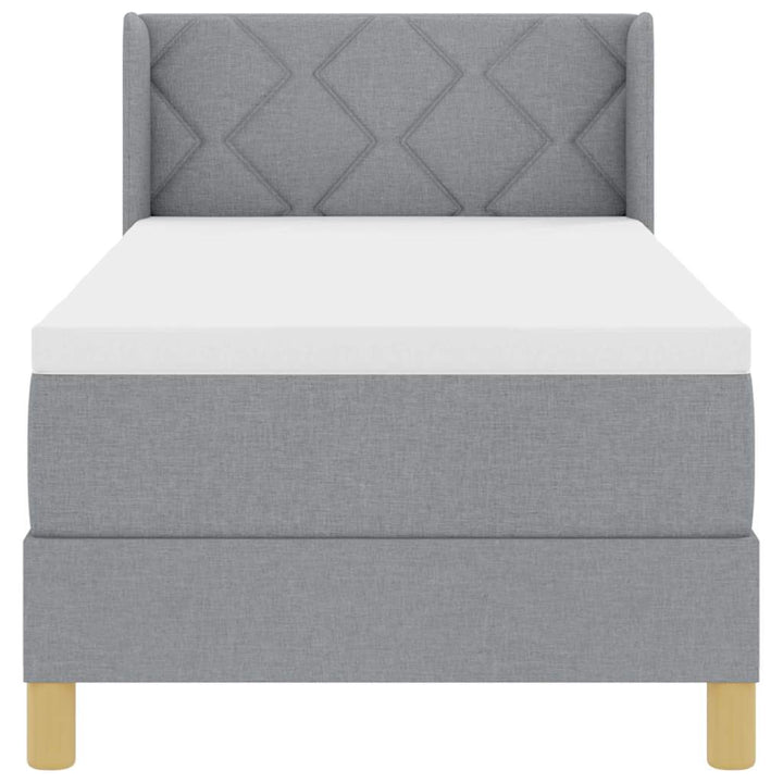 Boks-madrasseng med madras Lysegrå 80 x 200 cm Stof