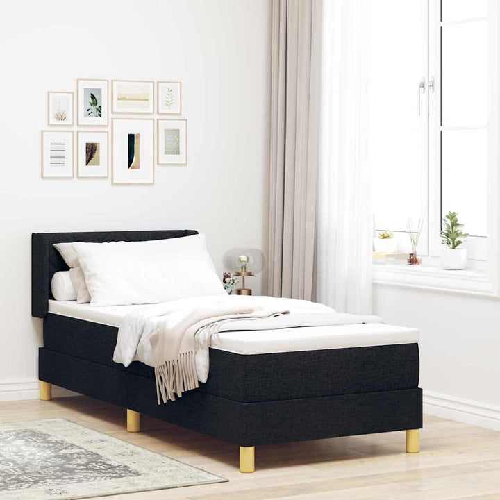 Box spring seng med madras med hovedgærde Sort 200 x 80 cm Stof