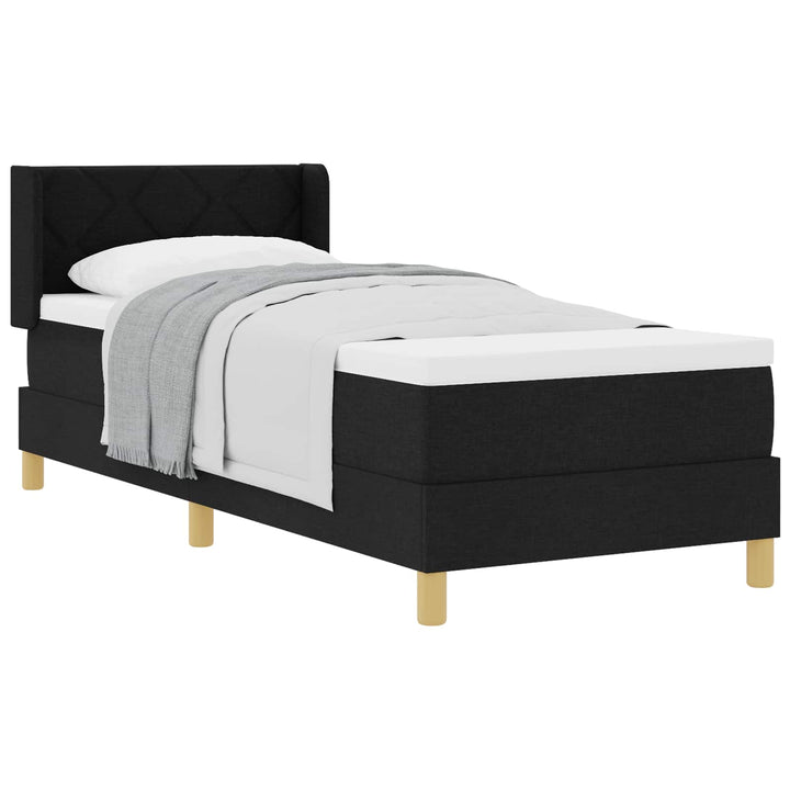 Box spring seng med madras med hovedgærde Sort 200 x 80 cm Stof