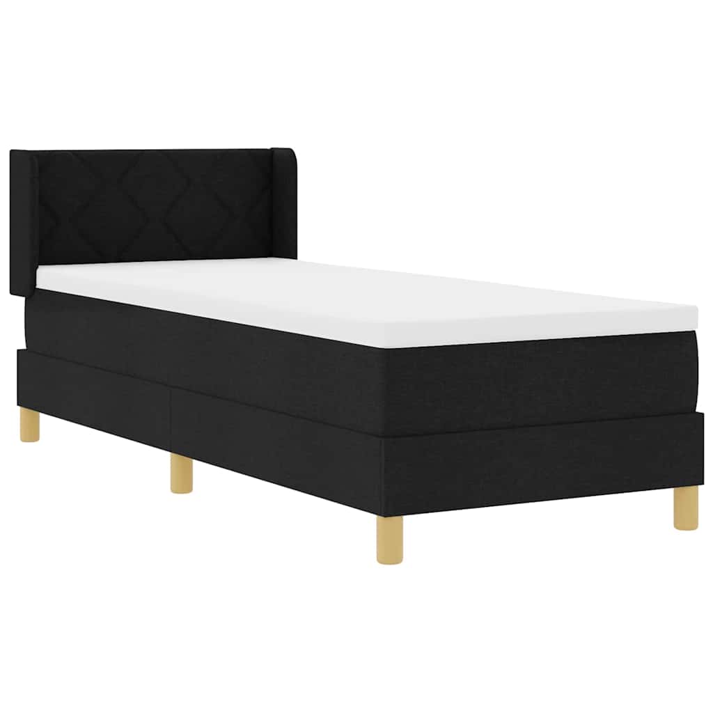Box spring seng med madras med hovedgærde Sort 200 x 80 cm Stof