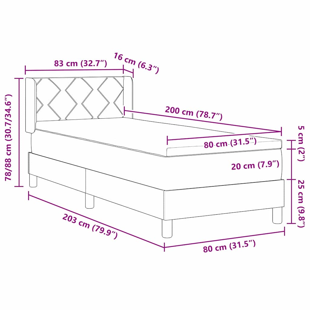 Box spring seng med pude Gråbrun 200 x 80 cm Stof