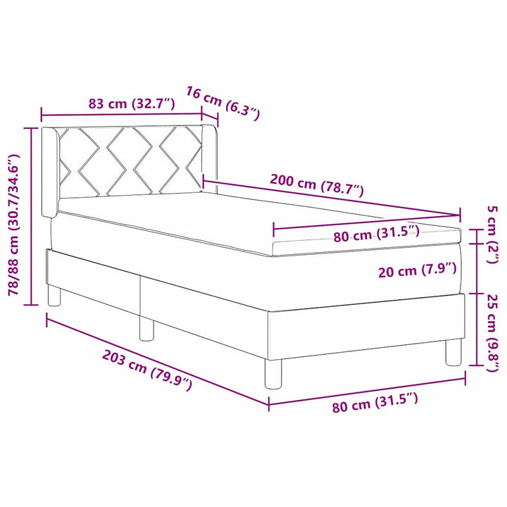 Box spring seng med pude Gråbrun 200 x 80 cm Stof