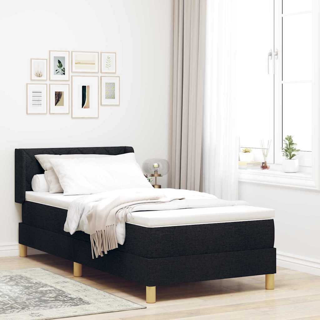 Box spring seng med madras med hovedgærde Sort 190 x 90 cm Stof