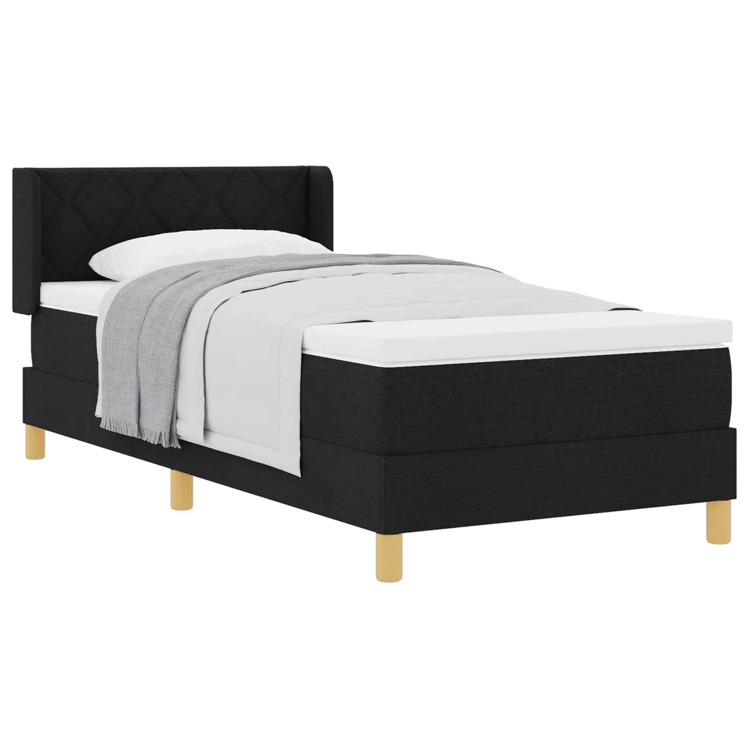 Box spring seng med madras med hovedgærde Sort 190 x 90 cm Stof