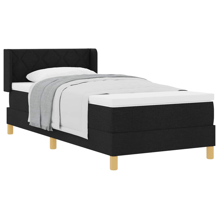Box spring seng med madras med hovedgærde Sort 190 x 90 cm Stof