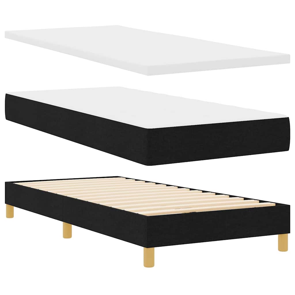 Box spring seng med madras med hovedgærde Sort 190 x 90 cm Stof