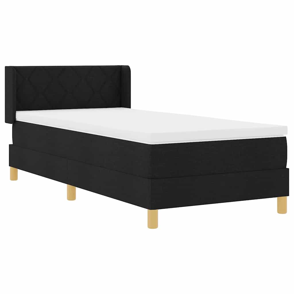 Box spring seng med madras med hovedgærde Sort 190 x 90 cm Stof