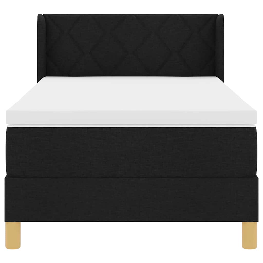Box spring seng med madras med hovedgærde Sort 190 x 90 cm Stof