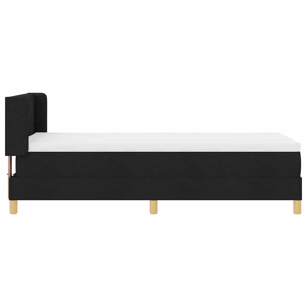 Box spring seng med madras med hovedgærde Sort 190 x 90 cm Stof