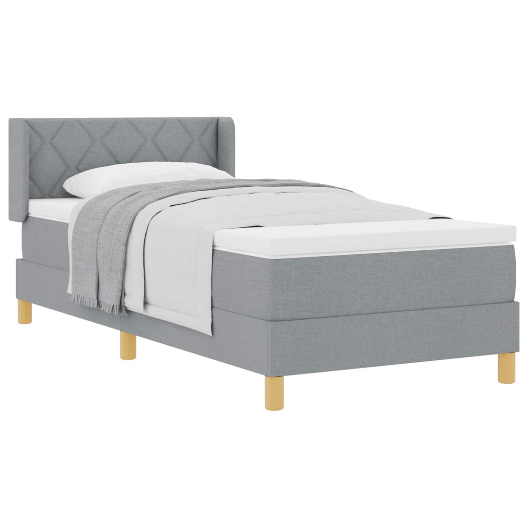Box spring seng med madras Lysegrå 200 x 90 cm Stof