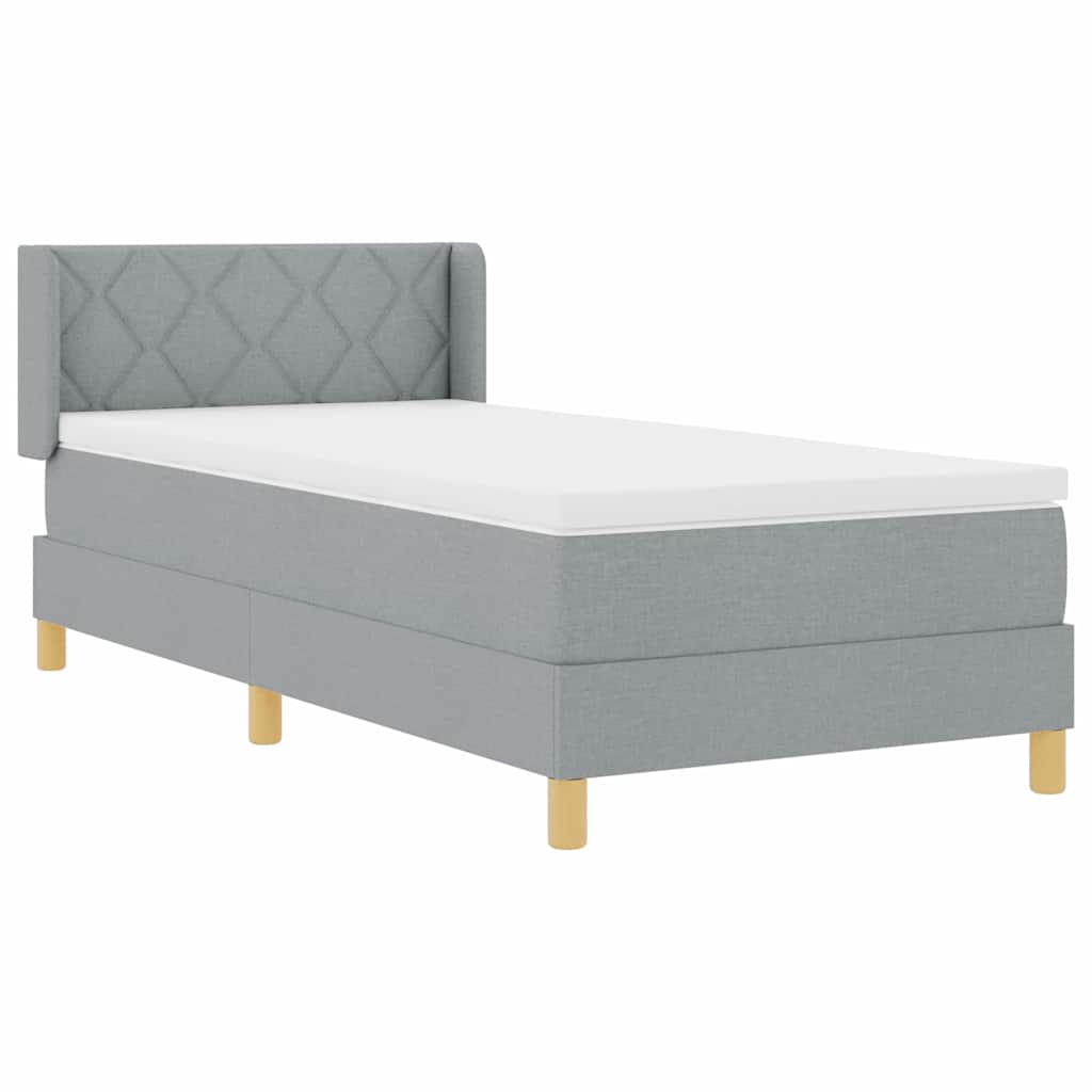 Box spring seng med madras Lysegrå 200 x 90 cm Stof