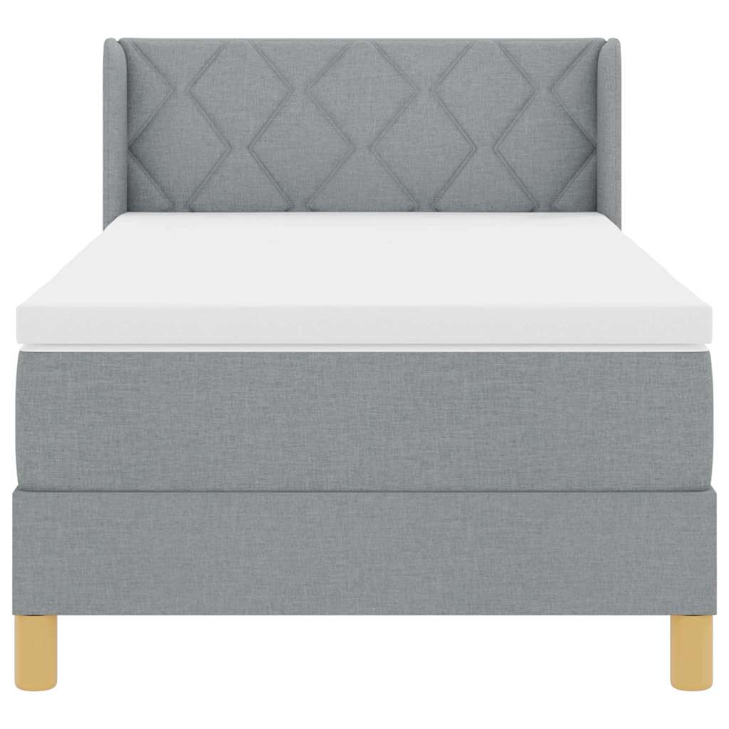 Box spring seng med madras Lysegrå 200 x 90 cm Stof