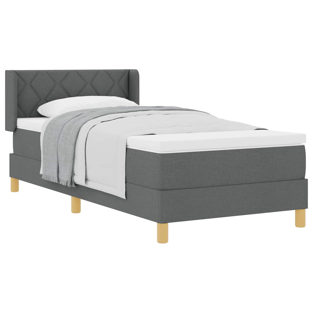 Box spring seng med madras Mørkegrå 200 x 90 cm Stof
