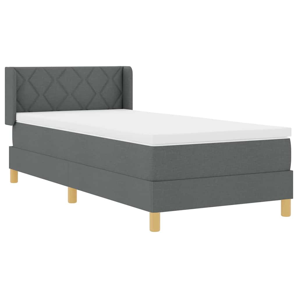 Box spring seng med madras Mørkegrå 200 x 90 cm Stof