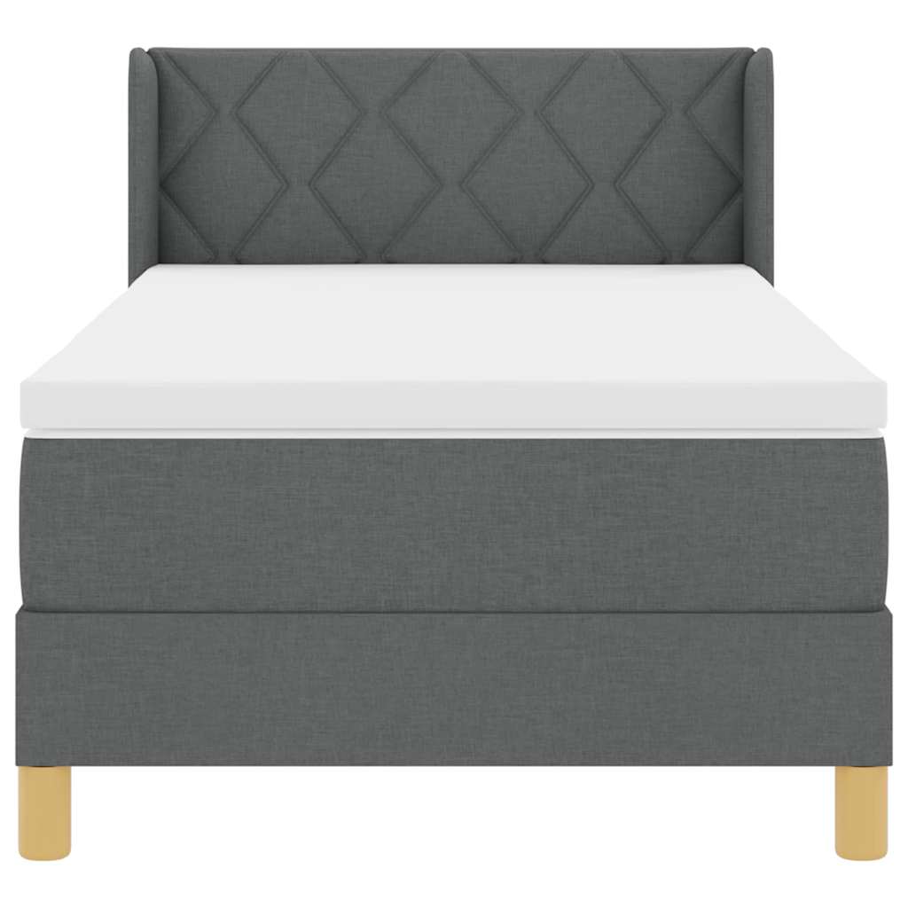 Box spring seng med madras Mørkegrå 200 x 90 cm Stof