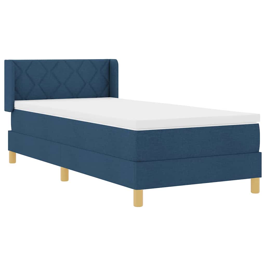 Box spring seng med madras med hovedgærde Blå 200 x 90 cm Stof