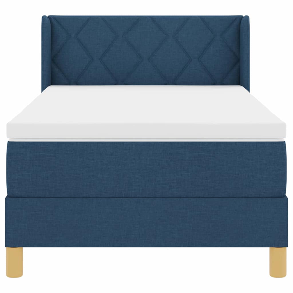 Box spring seng med madras med hovedgærde Blå 200 x 90 cm Stof