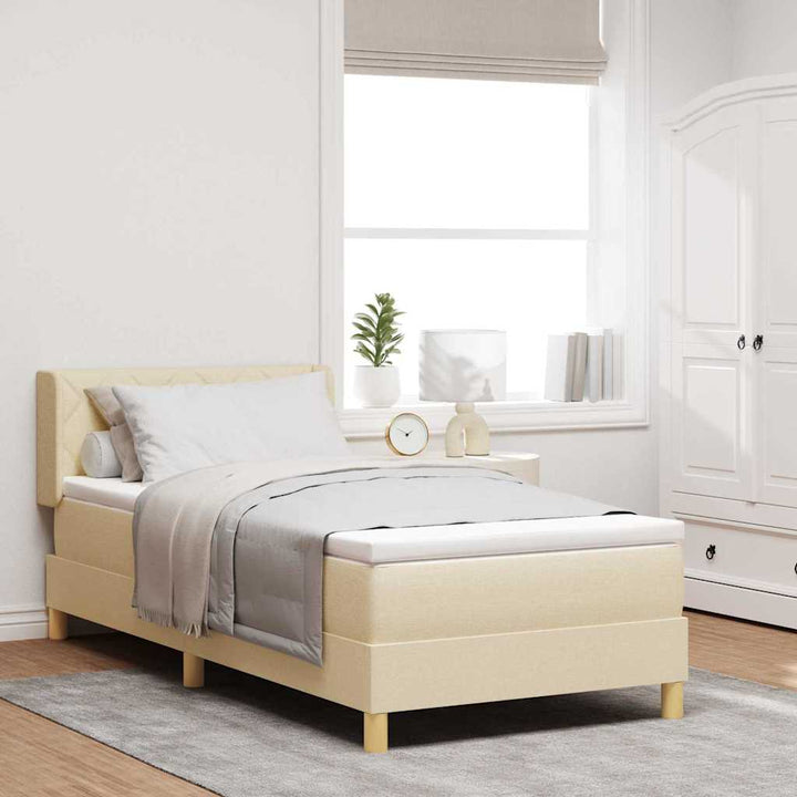 Box spring seng med madras Creme 200 x 100 cm Stof