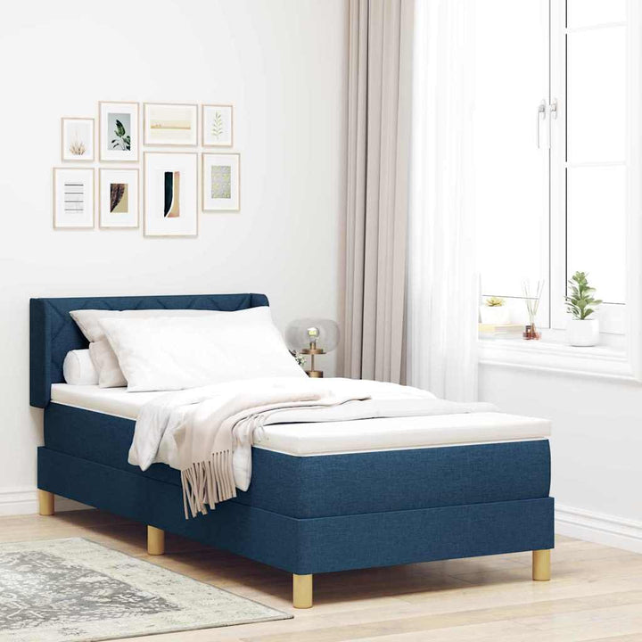 Box spring seng med madras med hovedgærde Blå 200 x 100 cm Stof