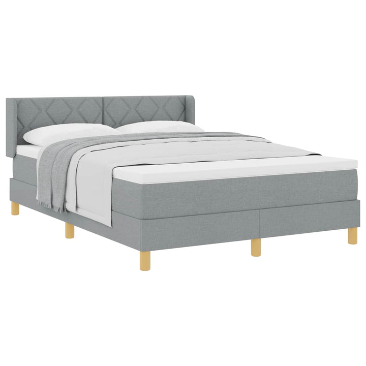 Box spring seng med hovedgærde Lysegrå 190 x 140 cm Stof
