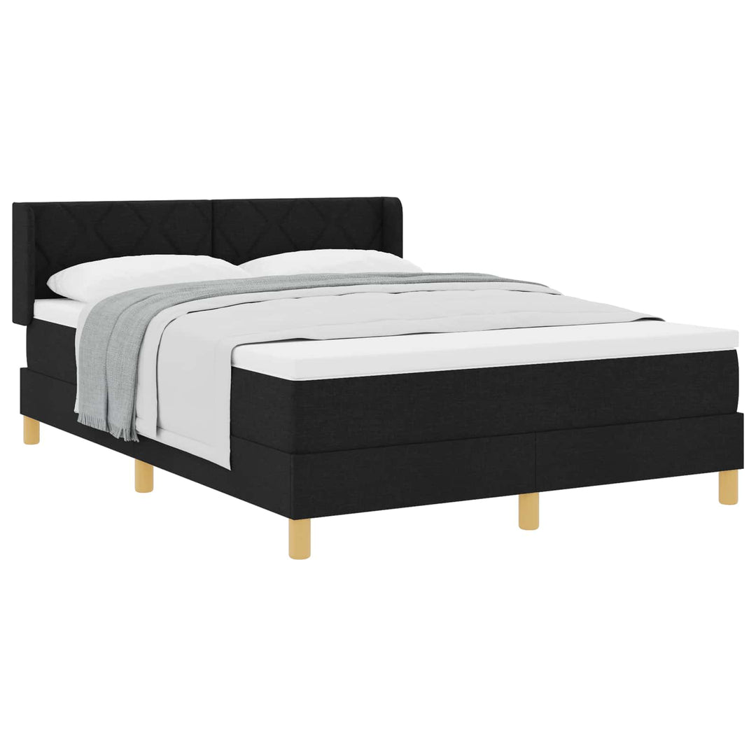 Box spring seng med hovedgærde Sort 190 x 140 cm Stof