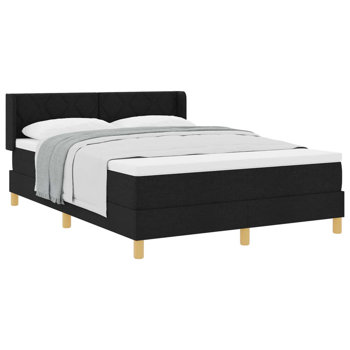 Box spring seng med hovedgærde Sort 190 x 140 cm Stof