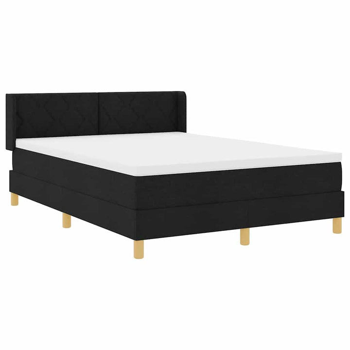Box spring seng med hovedgærde Sort 190 x 140 cm Stof