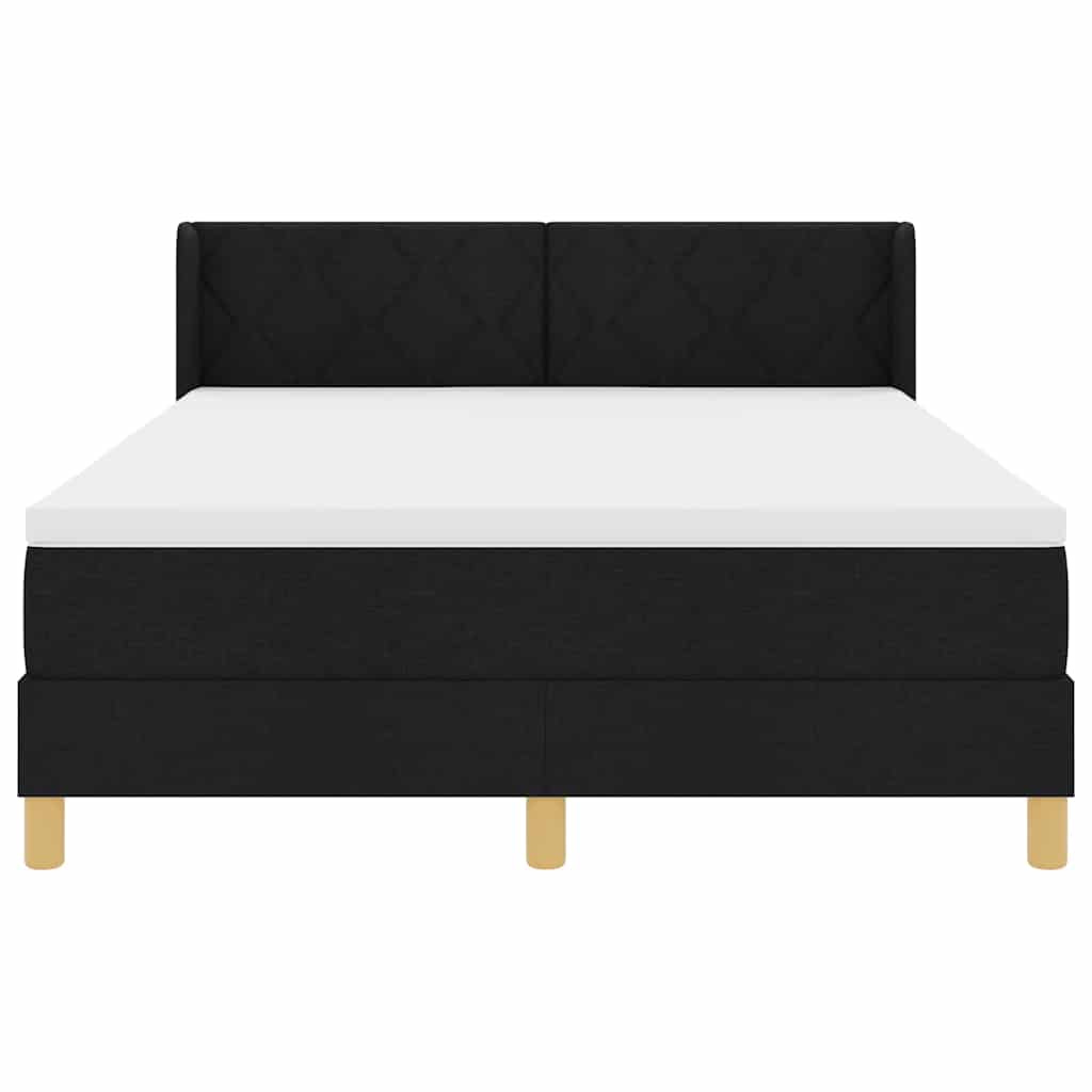 Box spring seng med hovedgærde Sort 190 x 140 cm Stof