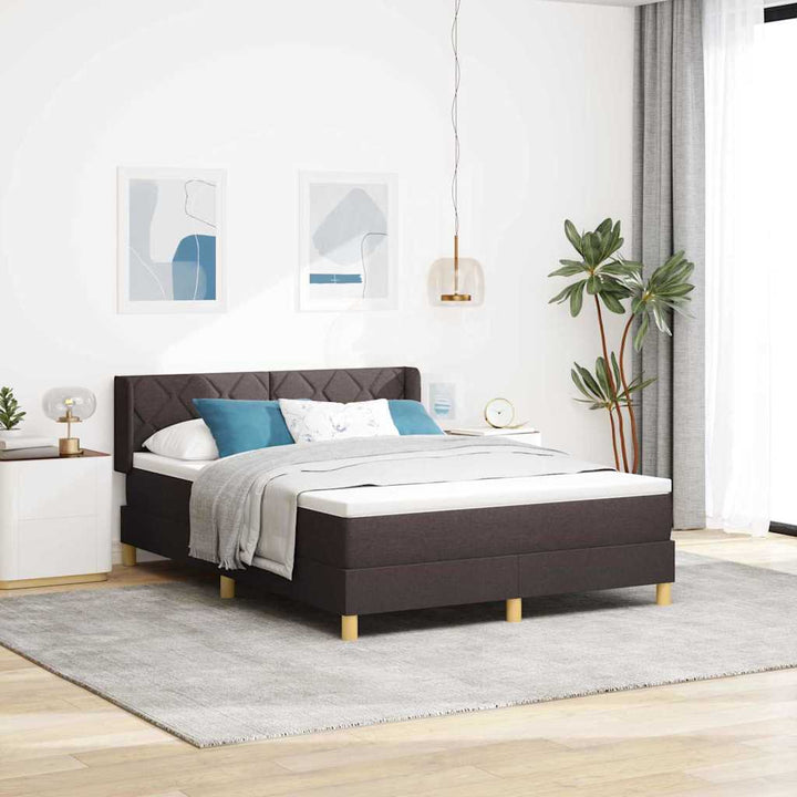 Box spring seng med hovedgærde Mørk Brun 190 x 140 cm Stof