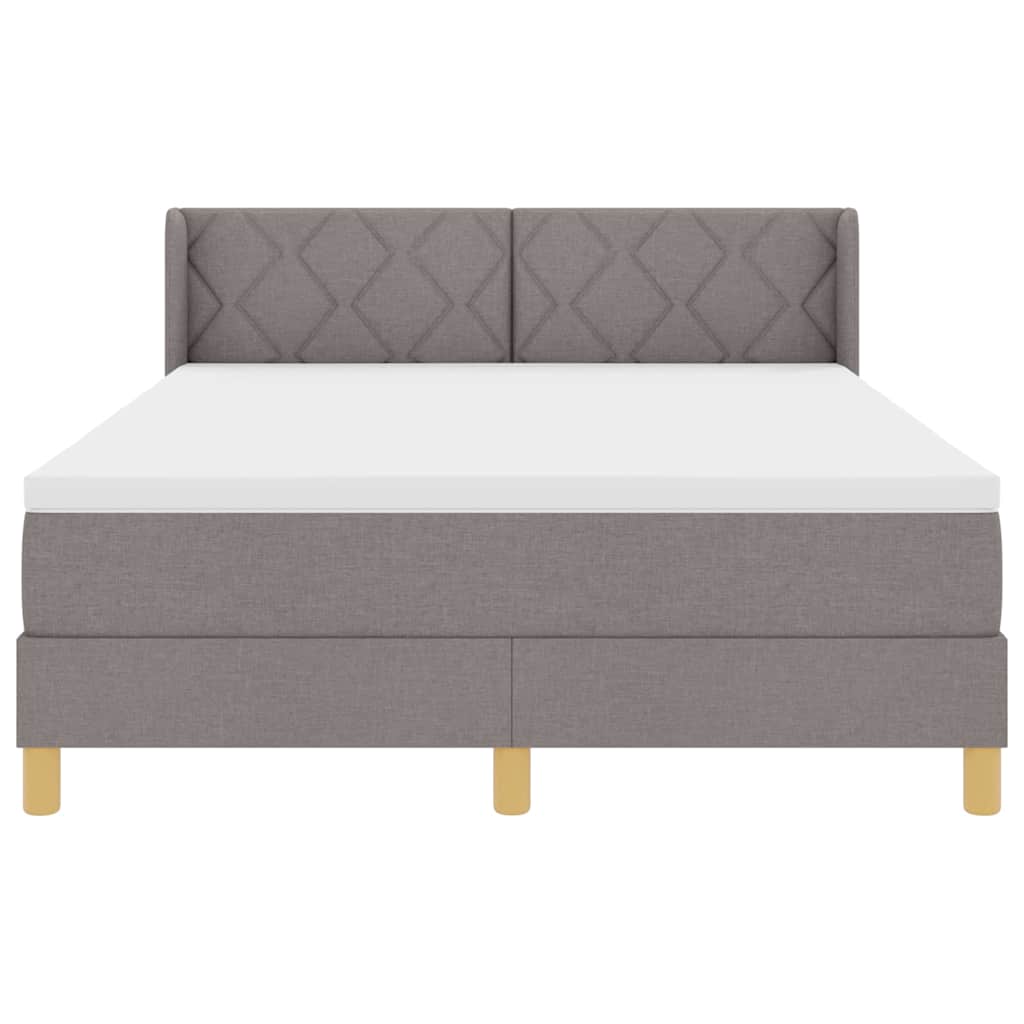 Box spring seng med hovedgærde Gråbrun 190 x 140 cm Stof