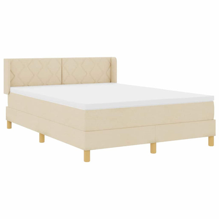 Box spring seng med hovedgærde Creme 190 x 140 cm Stof