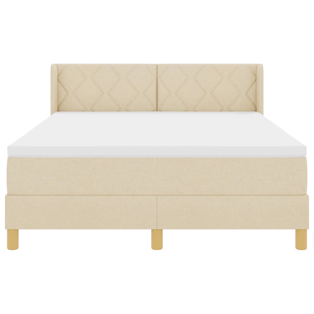 Box spring seng med hovedgærde Creme 190 x 140 cm Stof