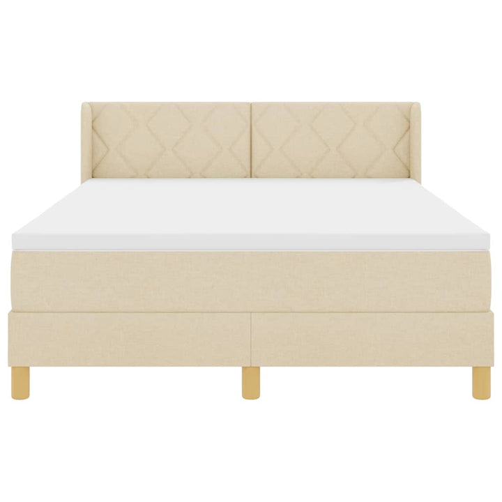 Box spring seng med hovedgærde Creme 190 x 140 cm Stof