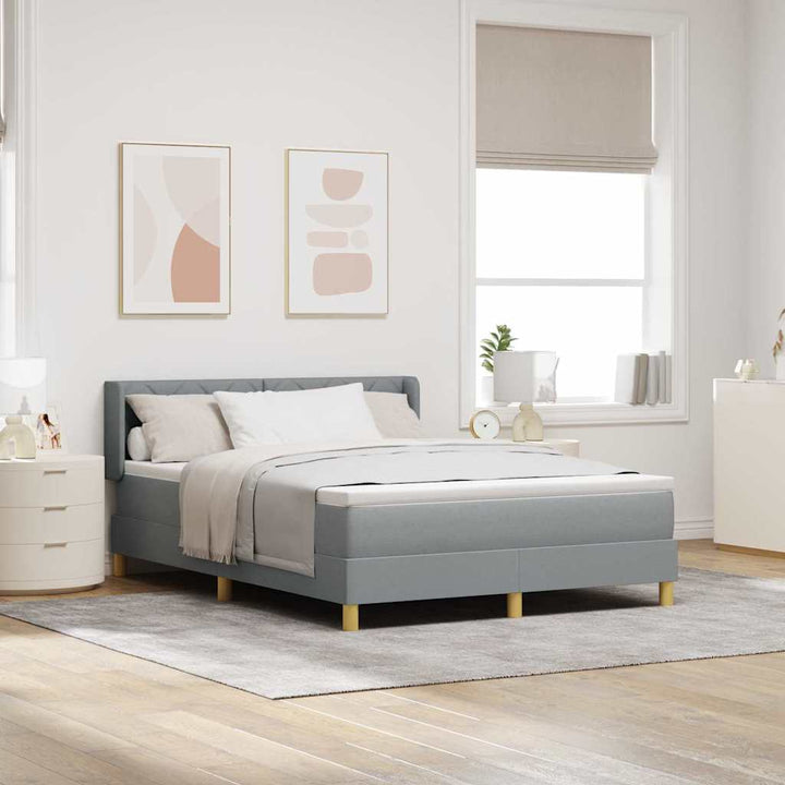 Box spring seng med hovedgærde Lysegrå 200 x 140 cm Stof