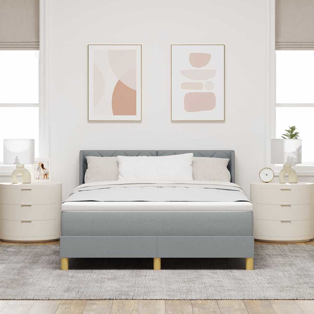 Box spring seng med hovedgærde Lysegrå 200 x 140 cm Stof