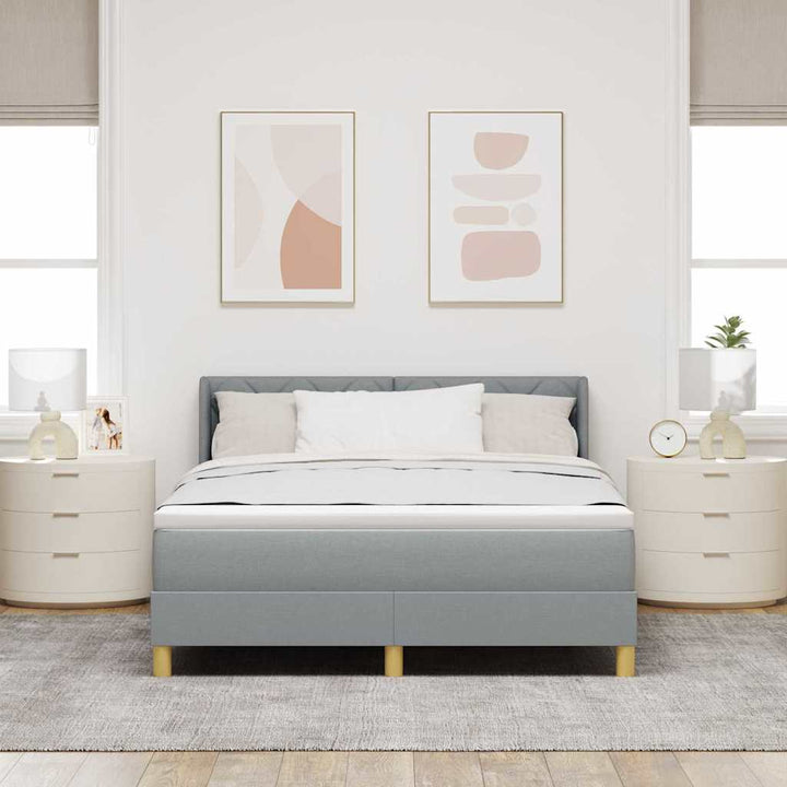 Box spring seng med hovedgærde Lysegrå 200 x 140 cm Stof
