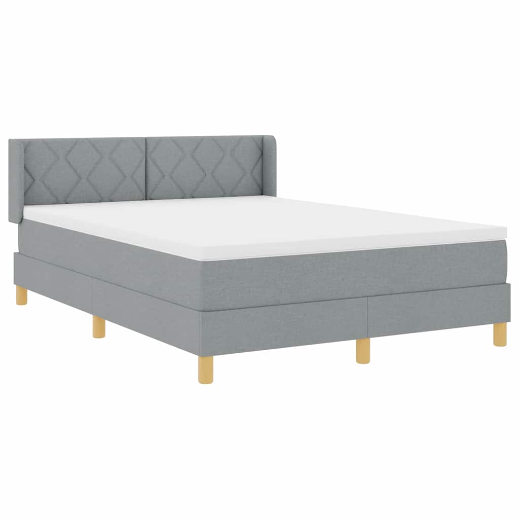 Box spring seng med hovedgærde Lysegrå 200 x 140 cm Stof