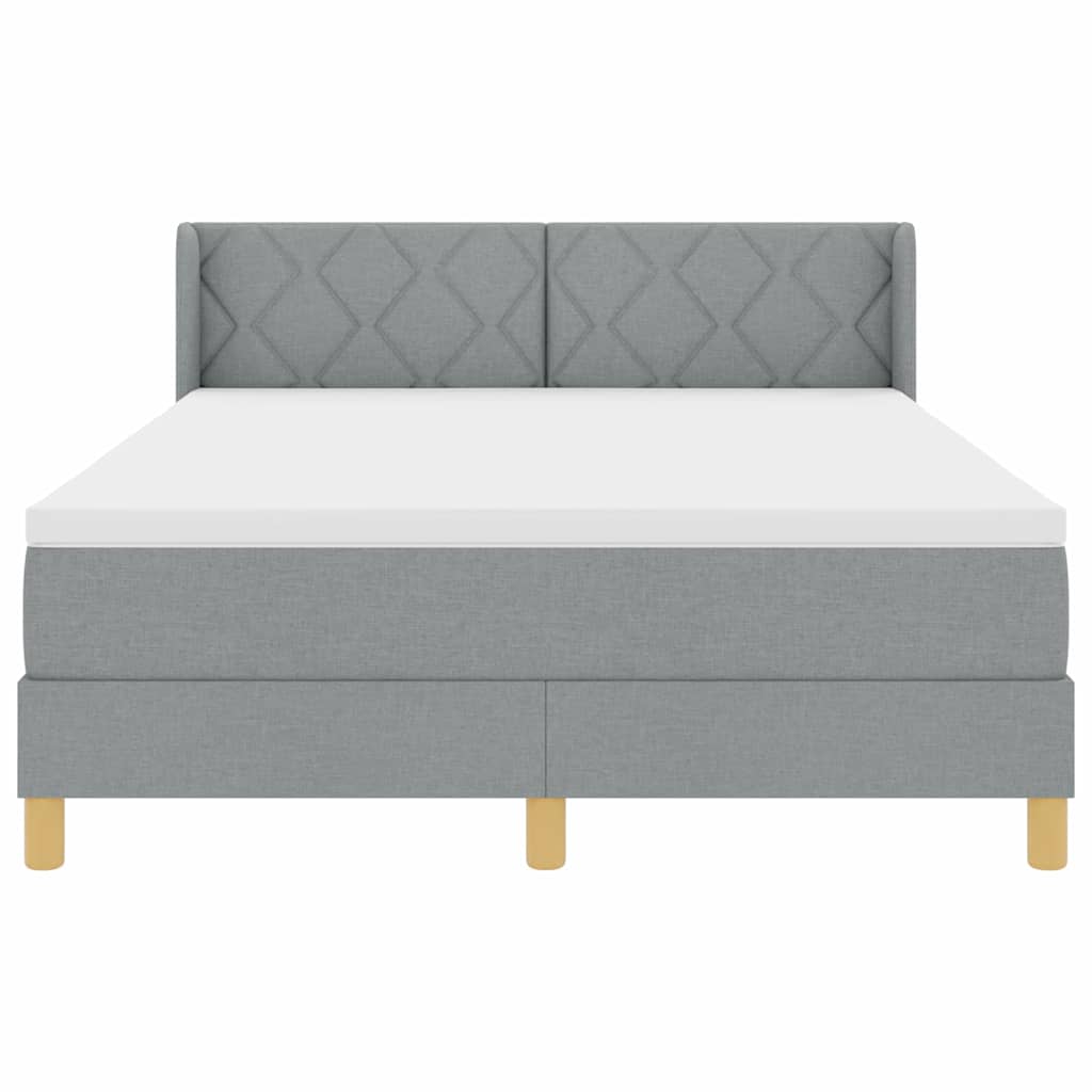 Box spring seng med hovedgærde Lysegrå 200 x 140 cm Stof