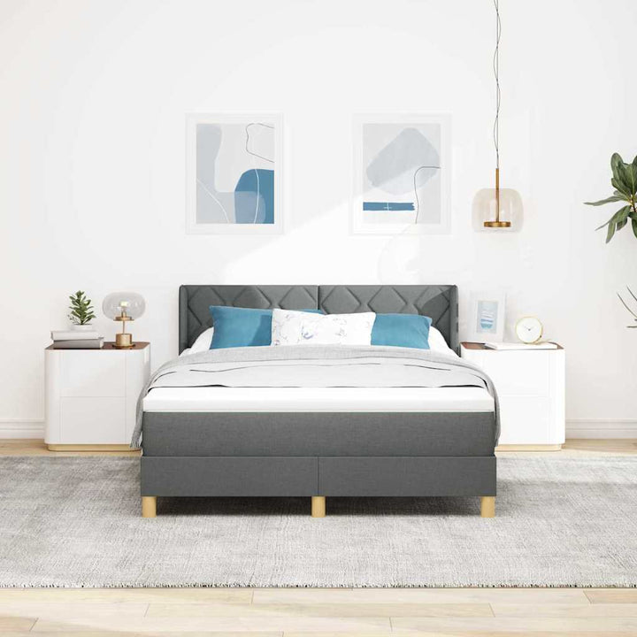 Box spring seng med hovedgærde Mørkegrå 200 x 140 cm Stof