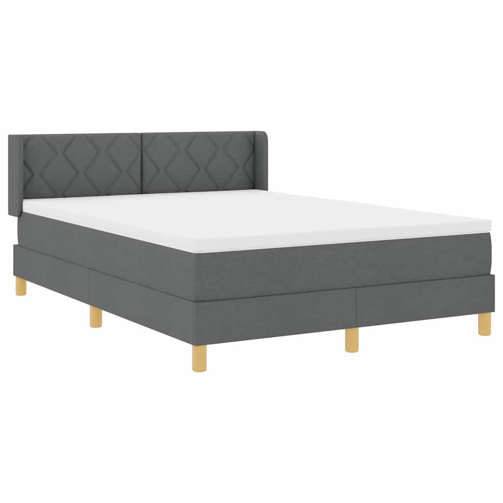 Box spring seng med hovedgærde Mørkegrå 200 x 140 cm Stof