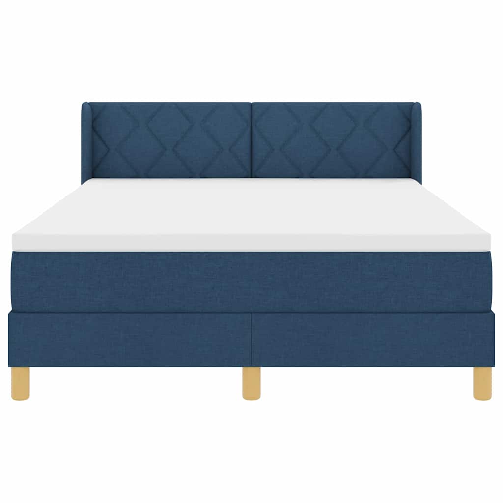 Box spring seng med pude med hovedgærde Blå 200 x 140 cm Stof