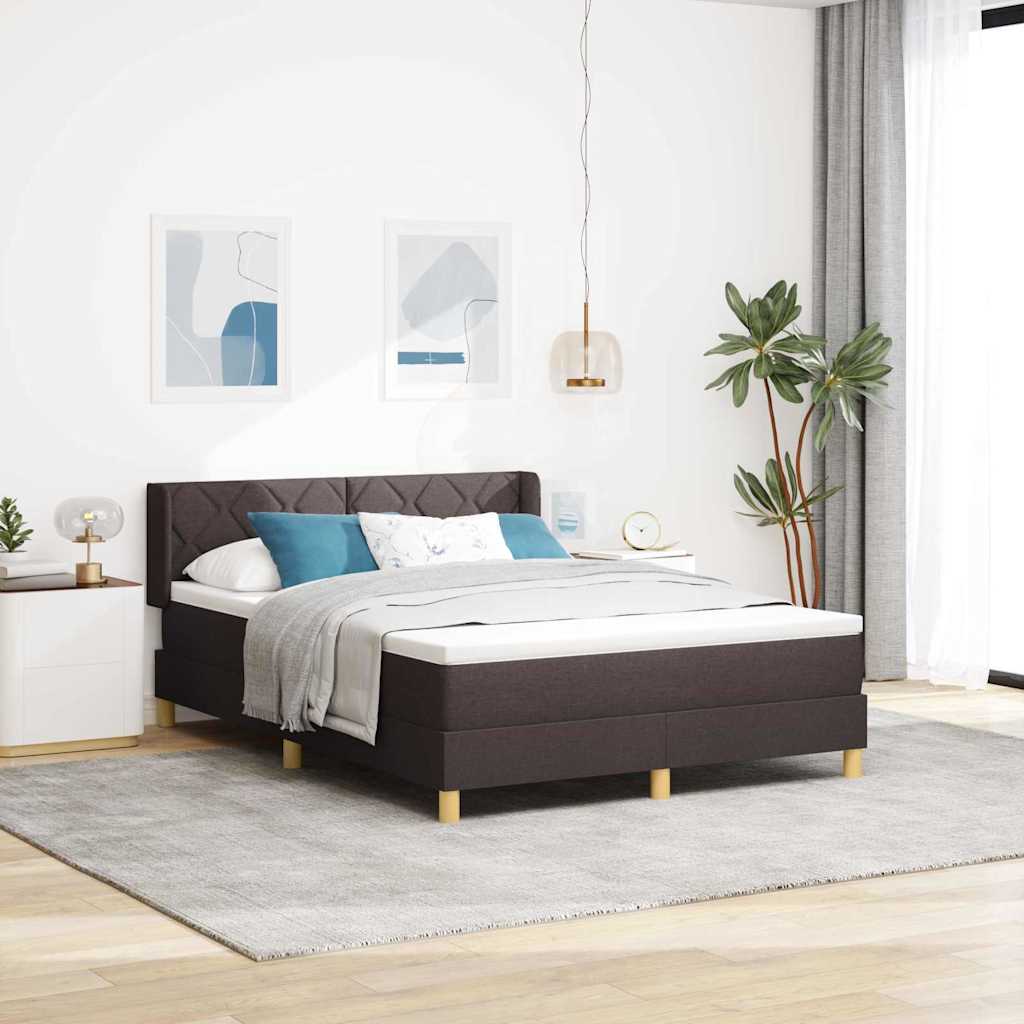 Box spring seng med hovedgærde Mørk Brun 200 x 160 cm Stof