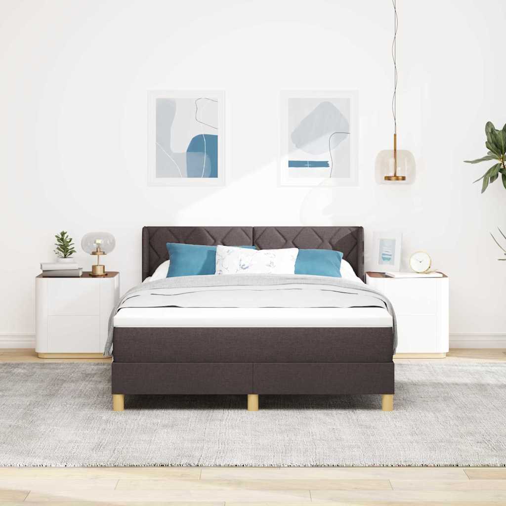 Box spring seng med hovedgærde Mørk Brun 200 x 160 cm Stof